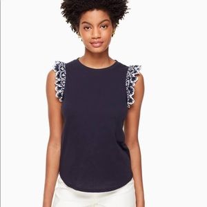 Kate spade navy blue eyelet top